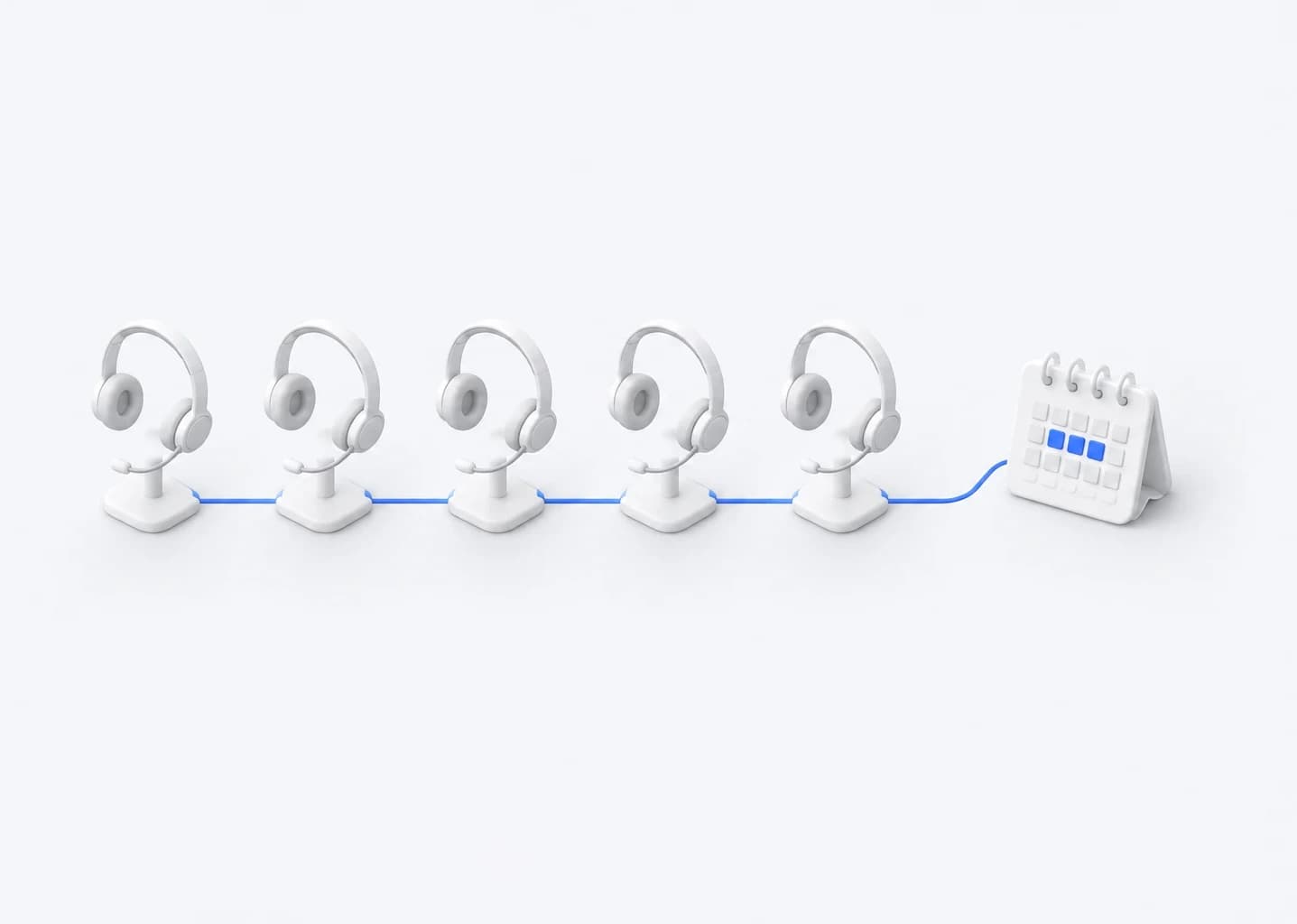 Une rangée de casques menant à un agenda rempli.