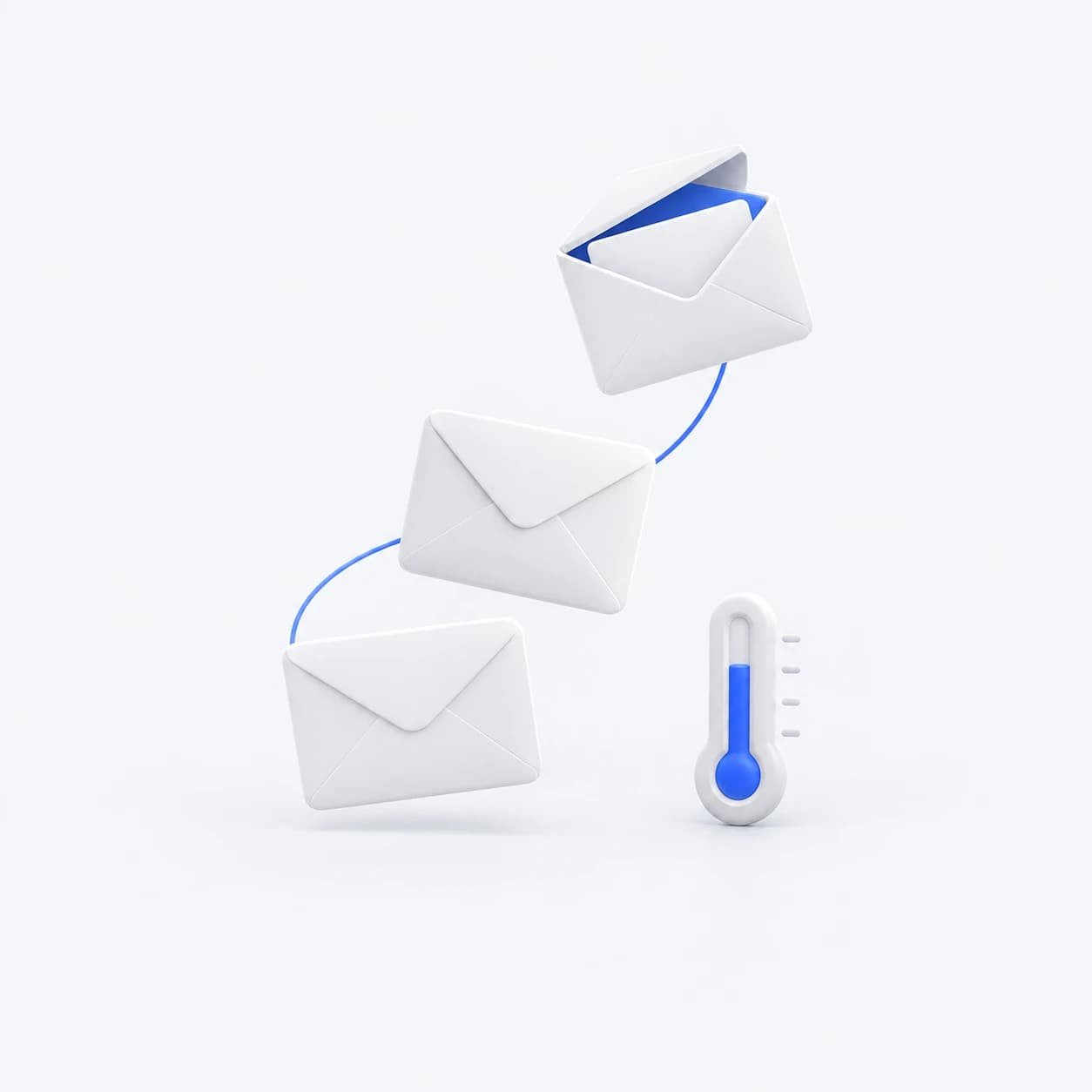 Trois enveloppes en arc et une jauge de préchauffage bleue.